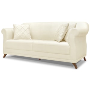 Sofa 2 Lugares Retro Polo 160cm Com Almofada Linho Natural Ezz