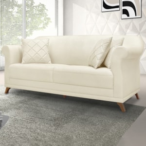 Sofa 2 Lugares Retro Polo 160cm Com Almofada Linho Natural Ezz