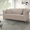 Sofa 2 Lugares Retro Polo 180cm Com Almofada Linho Areia Ezz