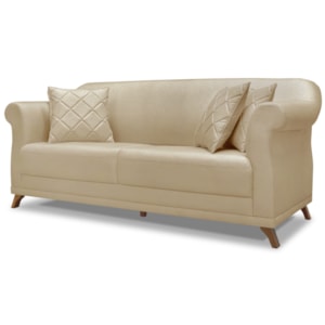 Sofa 2 Lugares Retro Polo 180cm Com Almofada Linho Dourado Ezz