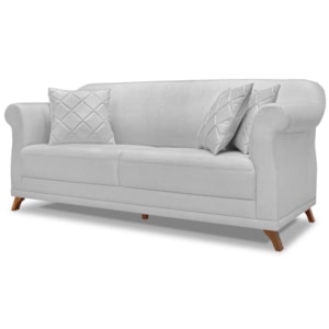 Sofa 2 Lugares Retro Polo 180cm Com Almofada Linho Grigio Ezz