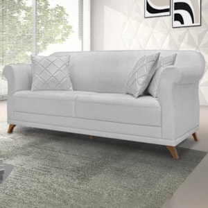 Sofa 2 Lugares Retro Polo 180cm Com Almofada Linho Grigio Ezz