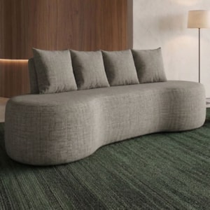 Sofa 3 Lugares Organico 210 cm Ibiza Linho Prata Vazzano