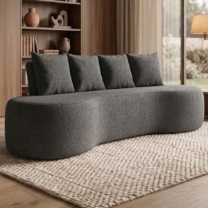 Sofa 3 Lugares Organico Ibiza 210 cm Boucle Carbon Vazzano