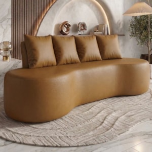 Sofa 3 Lugares Organico Ibiza 210 cm Corino Caramelo Vazzano