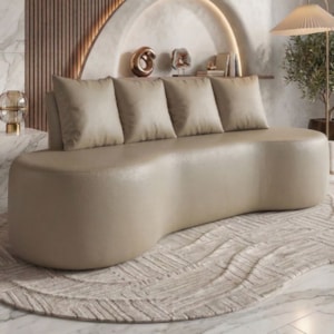 Sofa 3 Lugares Organico Ibiza 210 cm Corino Cobalto Vazzano