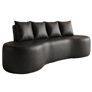 Sofa 3 Lugares Organico Ibiza 210 cm Corino Preto Vazzano