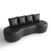 Sofa 3 Lugares Organico Ibiza 210 cm Corino Preto Vazzano