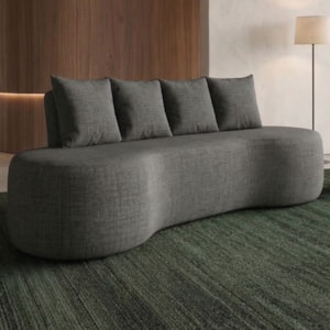 Sofa 3 Lugares Organico Ibiza 210 cm Linho Silver Vazzano
