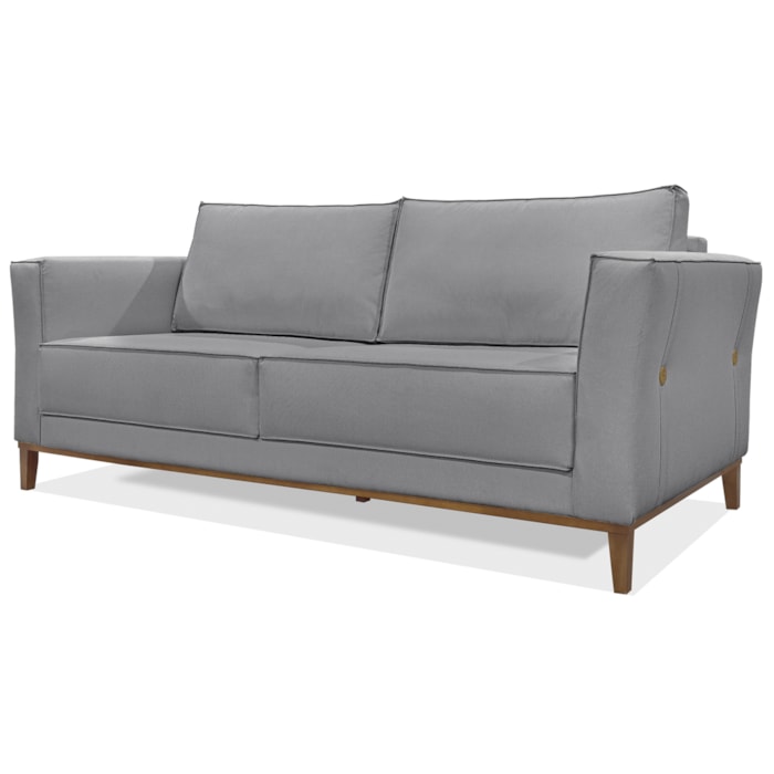 Sofa Balli 2 Lugares 170cm Pes Madeira Linho 221 Cinza Ezz