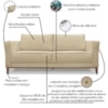 Sofa Balli 2 Lugares 170cm Pes Madeira Linho 221 Dourado Ezz