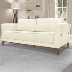 Sofa Balli 2 Lugares 170cm Pes Madeira Linho 221 Perola Ezz