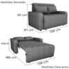 Sofa Cama 2 Lugares 138 cm Amora Linho Vancouver Cinza Milani Store