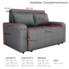 Sofa Cama 2 Lugares 138 cm Amora Linho Vancouver Cinza Milani Store