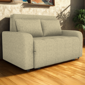 Sofa Cama 2 Lugares 138 cm Amora Linho Vancouver Palha Milani Store
