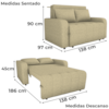 Sofa Cama 2 Lugares 138 cm Amora Linho Vancouver Palha Milani Store