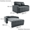 Sofa Cama 2 Lugares 138 cm Amora New Veludo E425 Cinza Milani Store