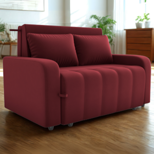 Sofa Cama 2 Lugares 138 cm Amora New Veludo E432 Vermelho Milani Store
