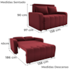 Sofa Cama 2 Lugares 138 cm Amora New Veludo E432 Vermelho Milani Store