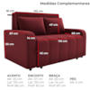 Sofa Cama 2 Lugares 138 cm Amora New Veludo E432 Vermelho Milani Store
