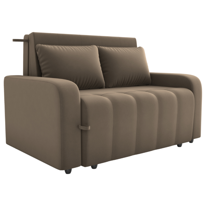 Sofa Cama 2 Lugares 138 cm Amora New Veludo E434 Marrom Claro Milani Store