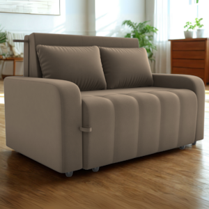 Sofa Cama 2 Lugares 138 cm Amora New Veludo E434 Marrom Claro Milani Store