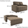 Sofa Cama 2 Lugares 138 cm Amora New Veludo E434 Marrom Claro Milani Store