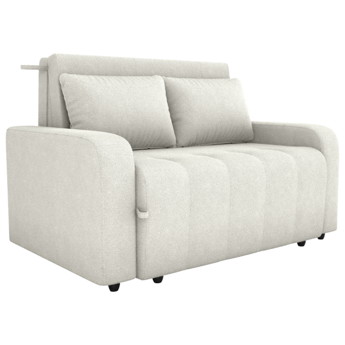 Sofa Cama 2 Lugares 138 cm Amora Tecido Boucle F492 Natural Milani Store