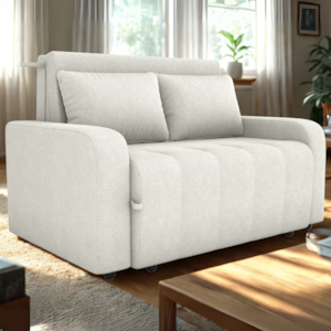 Sofa Cama 2 Lugares 138 cm Amora Tecido Boucle F492 Natural Milani Store