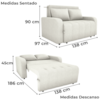 Sofa Cama 2 Lugares 138 cm Amora Tecido Boucle F492 Natural Milani Store