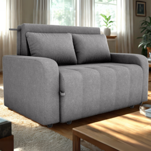 Sofa Cama 2 Lugares 138 cm Amora Tecido Boucle F497 Cinza Milani Store