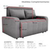 Sofa Cama 2 Lugares 138 cm Amora Tecido Boucle F497 Cinza Milani Store