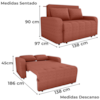 Sofa Cama 2 Lugares 138 cm Amora Tecido Pompeia G500 Terracota Milani Store