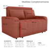 Sofa Cama 2 Lugares 138 cm Amora Tecido Pompeia G500 Terracota Milani Store