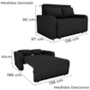 Sofa Cama 2 Lugares 138 cm Amora Tecido Pompeia G501 Chumbo Milani Store
