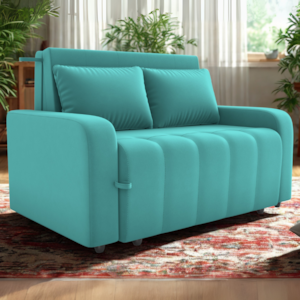 Sofa Cama 2 Lugares 138 cm Amora Veludo Deluxe Sofistic Verde Milani Store