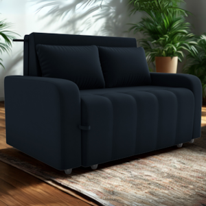 Sofa Cama 2 Lugares 138 cm Amora Veludo Inca E451 Preto Milani Store