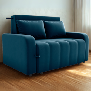Sofa Cama 2 Lugares 138 cm Amora Veludo Maserati Azul Milani Store
