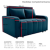 Sofa Cama 2 Lugares 138 cm Amora Veludo Maserati Azul Milani Store