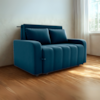 Sofa Cama 2 Lugares 138 cm Amora Veludo Maserati Azul Milani Store