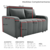 Sofa Cama 2 Lugares 138 cm Amora Veludo Maserati Chumbo Milani Store