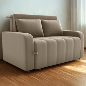 Sofa Cama 2 Lugares 138 cm Amora Veludo Maserati Marrom Claro Milani Store