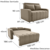 Sofa Cama 2 Lugares 138 cm Amora Veludo Maserati Marrom Claro Milani Store