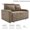Sofa Cama 2 Lugares 138 cm Amora Veludo Maserati Marrom Claro Milani Store