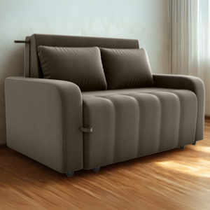 Sofa Cama 2 Lugares 138 cm Amora Veludo Maserati Marrom Milani Store