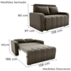 Sofa Cama 2 Lugares 138 cm Amora Veludo Maserati Marrom Milani Store