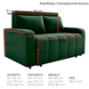 Sofa Cama 2 Lugares 138 cm Amora Veludo Maserati Verde Milani Store