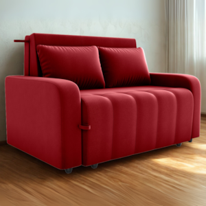 Sofa Cama 2 Lugares 138 cm Amora Veludo Maserati Vermelho Milani Store