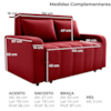 Sofa Cama 2 Lugares 138 cm Amora Veludo Maserati Vermelho Milani Store