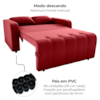 Sofa Cama 2 Lugares 138 cm Amora Veludo Maserati Vermelho Milani Store